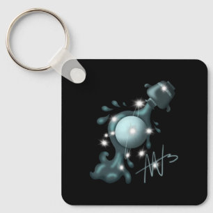 Cosmic Aquarius Uranus Zodiac Metal Keychain