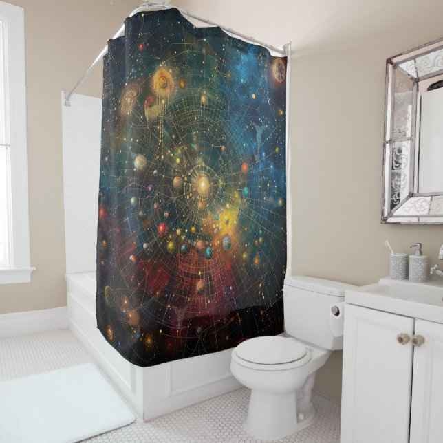Cosmic Astrological Shower Curtain (In Situ)