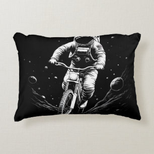 Cosmic Astronaut Bike Ride Space Adventure Accent Pillow