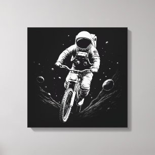 Cosmic Astronaut Bike Ride Space Adventure Canvas Print