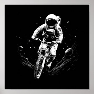 Cosmic Astronaut Bike Ride Space Adventure Poster