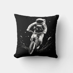 Cosmic Astronaut Bike Ride Space Adventure Throw Pillow