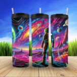 Cosmic Astronaut in Surreal Space Thermal Tumbler<br><div class="desc">An astronaut stands against a radiant galaxy,  surrounded by colourful nebulae and alien worlds. This surreal landscape blends science fiction with cosmic wonder,  evoking exploration,  imagination,  and interstellar adventure. The dreamlike environment captures the mystery of the universe,  inspiring awe at the vastness of space and the spirit of discovery.</div>
