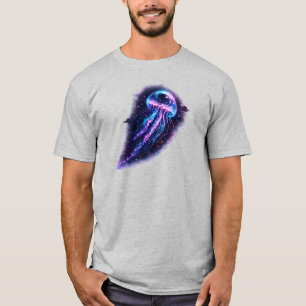 Cosmic Astronaut Jellyfish Neon Space Aesthetic De T-Shirt