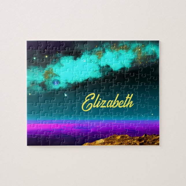 Cosmic Ballet Purple Sky Over Amazing Planet Jigsaw Puzzle (Horizontal)