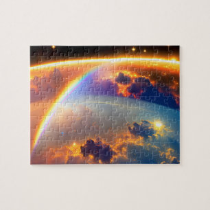 Cosmic Ballet Rainbows Over Amazing Cloudy Earth Jigsaw Puzzle