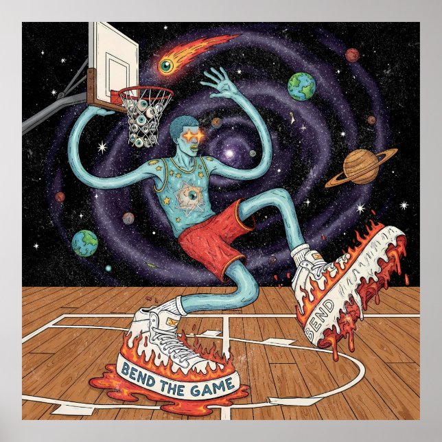 Cosmic Basketball Slam Dunk Poster (Front)