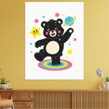 Cosmic Bear with Stars and Planets - Cute Space