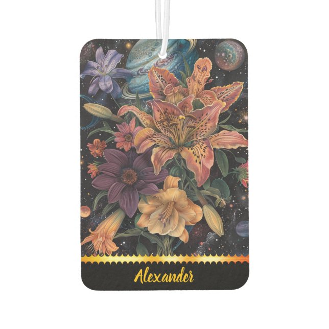 Cosmic beauty of celestial blooms air freshener (Back)