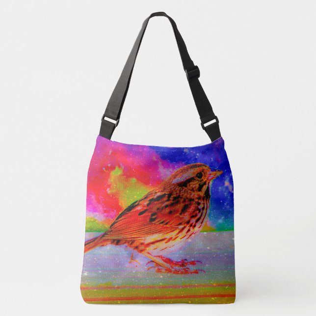 Cosmic Bird Dreamscape Art Print" Crossbody Bag (Front)