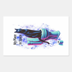 Cosmic Black Cat Toilet – Surreal Vaporwave Art Sticker