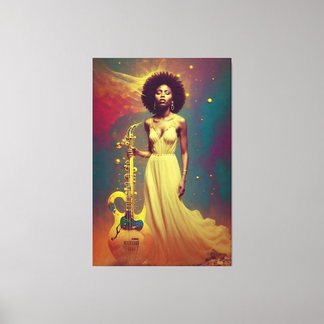 Cosmic Black musician Lady Canvas Print (Front)