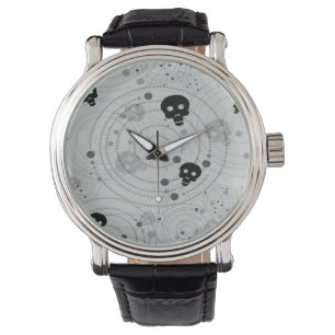 Cosmic Black Skull Pattern Watch