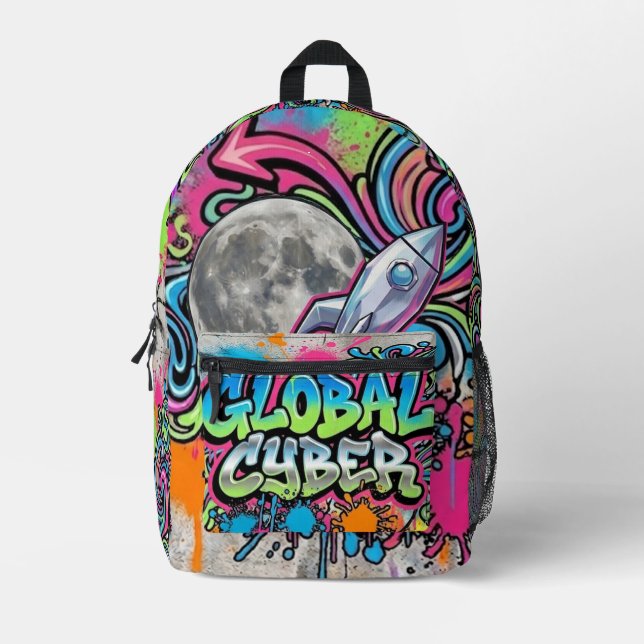 Cosmic Blast Off Canvas Backpack - Neon Street Art (Front)