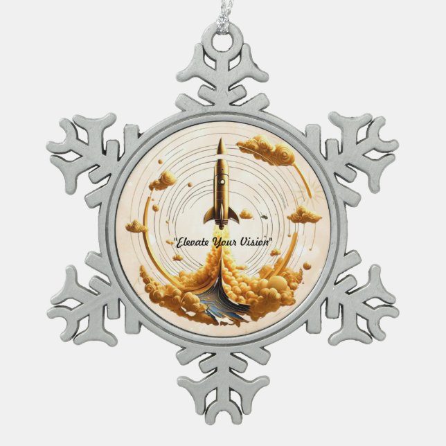 "Cosmic Blast" Snowflake Pewter Christmas Ornament (Front)