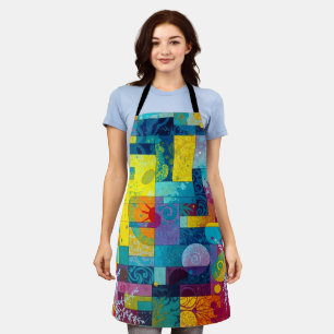 Cosmic Bloom Garden: Abstract Mosaic of Dreams Apron