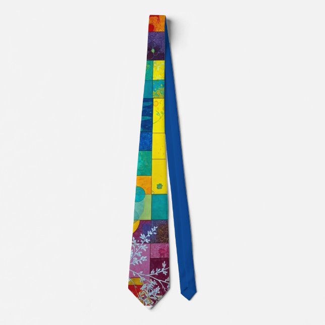 Cosmic Bloom Garden: Abstract Mosaic of Dreams Tie (Front)