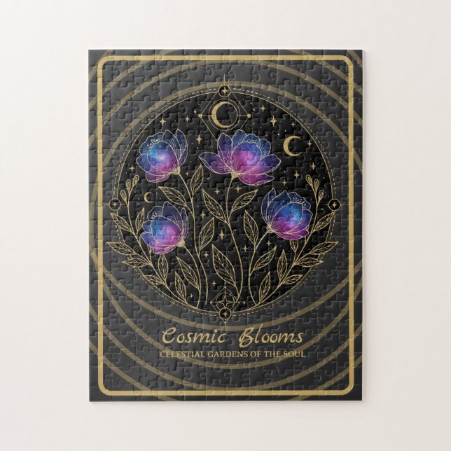 Cosmic Blooms – Celestial Floral Mandala flowers Jigsaw Puzzle (Vertical)
