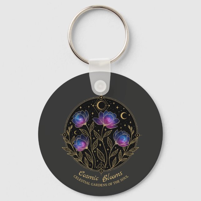 Cosmic Blooms – Celestial Floral Mandala flowers Keychain (Front)