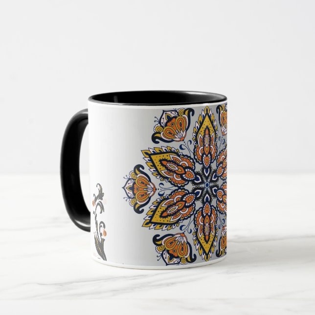 Cosmic Blossom – Mystical Mandala Design Mug (Front Left)