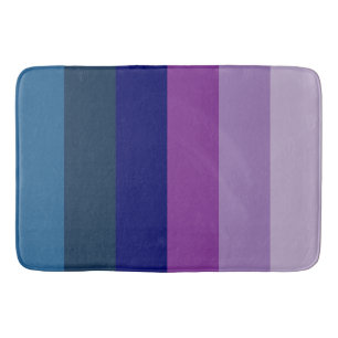 Cosmic Blue and Purple Stripes Bath Mat