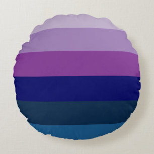 Cosmic Blue and Purple Stripes Round Pillow