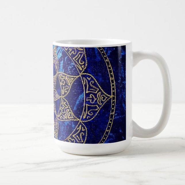 Cosmic Blue Lotus Mandala Mug (Right)