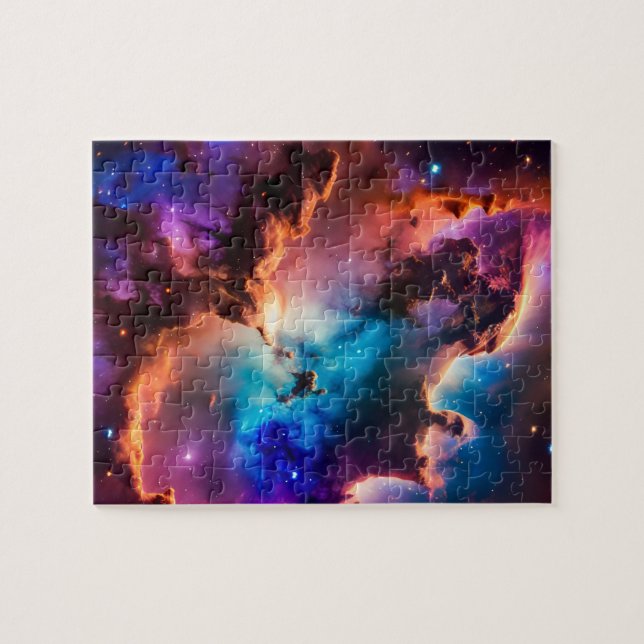 Cosmic blue purple and pink magical universe sky jigsaw puzzle (Horizontal)