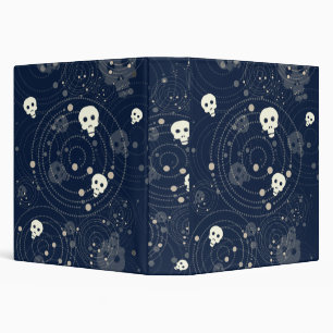 Cosmic Blue Skull Silhouette Pattern Binder