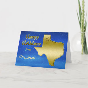 Cosmic Blue Sky Texas Map Custom Holiday Card