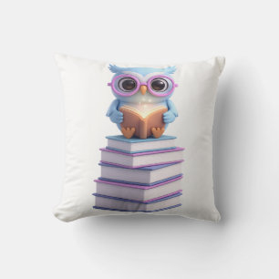 Cosmic Book Owl Throw Pillow
