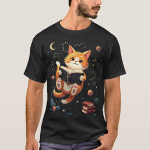 Cosmic Bookworm Cat Space Reading One More Chapter T-Shirt
