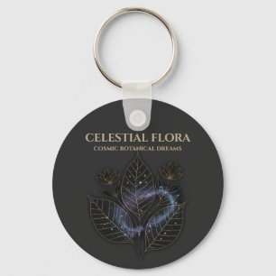 Cosmic Botanical Shadows & Starry Plant Outlines Keychain
