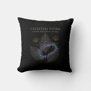 Cosmic Botanical Shadows & Starry Plant Outlines Throw Pillow