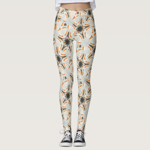 cosmic bracketed star pattern brown white leggings