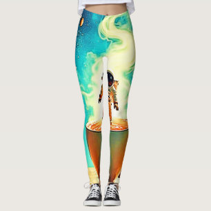 Cosmic Brew: Astronaut's Coffee Dream Leggings
