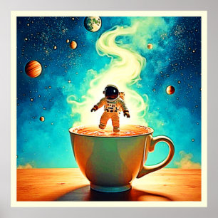 Cosmic Brew: Astronaut's Coffee Dream Poster