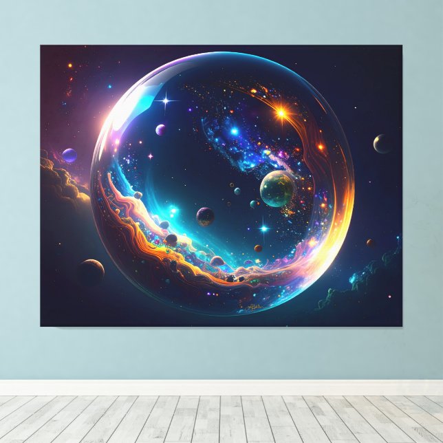 Cosmic Bubble Galaxy Fantasy Art Canvas Print (Insitu(Wood Floor))