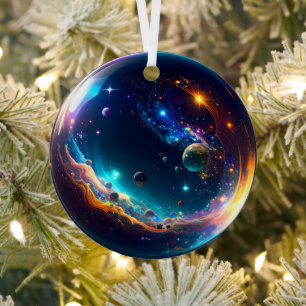 Cosmic Bubble Galaxy Fantasy Art Metal Ornament