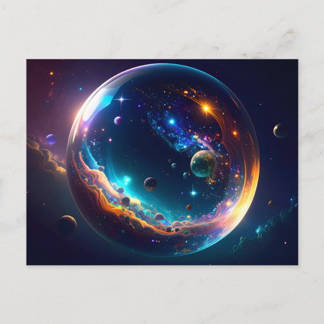 Cosmic Bubble Galaxy Fantasy Art Postcard (Front)