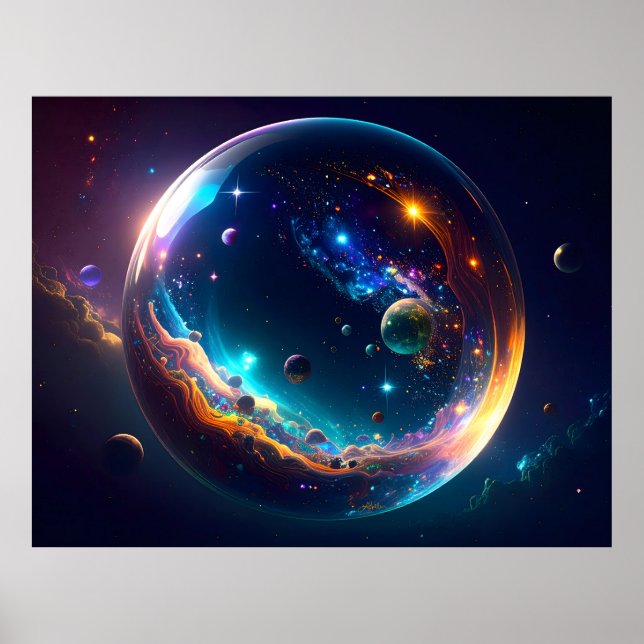 Cosmic Bubble Galaxy Fantasy Art Poster (Front)