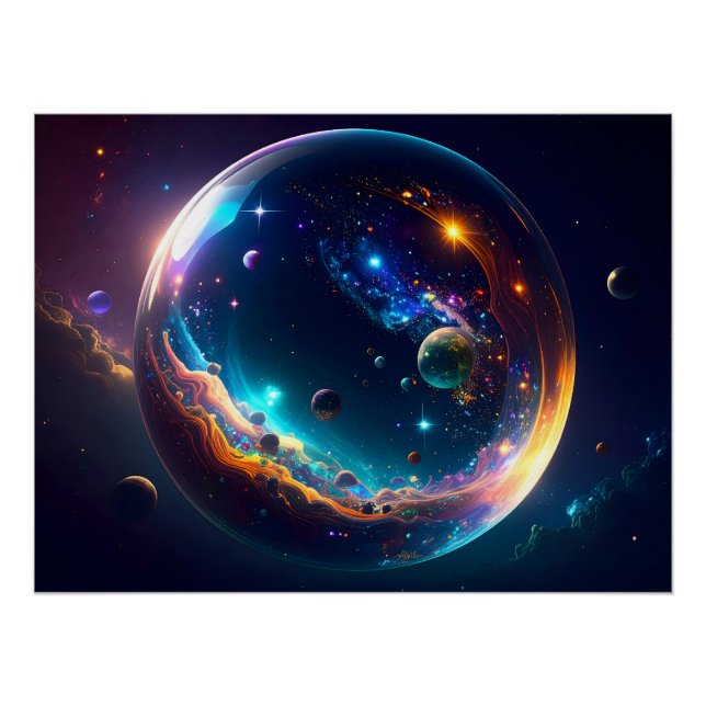 Cosmic Bubble Galaxy Fantasy Art Poster (Front)