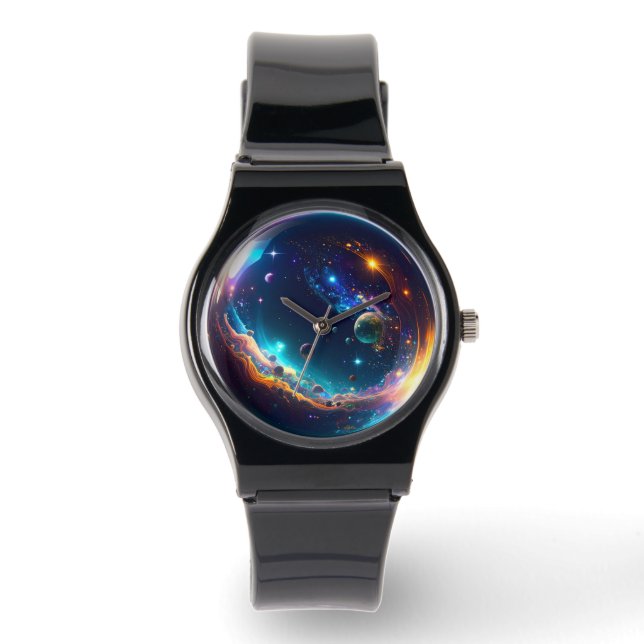 Cosmic Bubble Galaxy Fantasy Art Watch (Front)