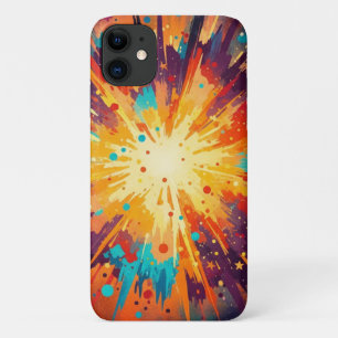 Cosmic Burst Abstract Splatter Art iPhone 11 Case