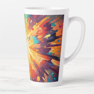 Cosmic Burst Abstract Splatter Art Latte Mug