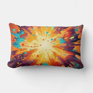 Cosmic Burst Abstract Splatter Art Lumbar Pillow