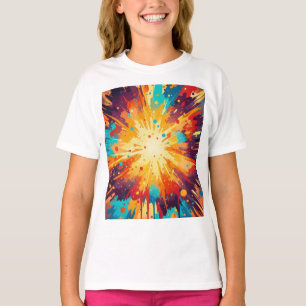 Cosmic Burst Abstract Splatter Art T-Shirt