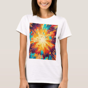 Cosmic Burst Abstract Splatter Art T-Shirt