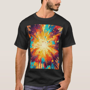 Cosmic Burst Abstract Splatter Art T-Shirt