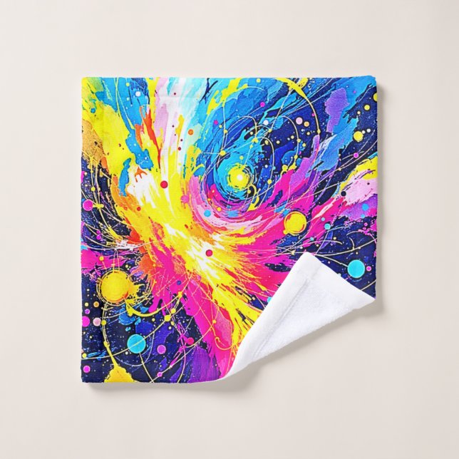 Cosmic Burst: Vibrant Splatter Art (Gant de toilette)